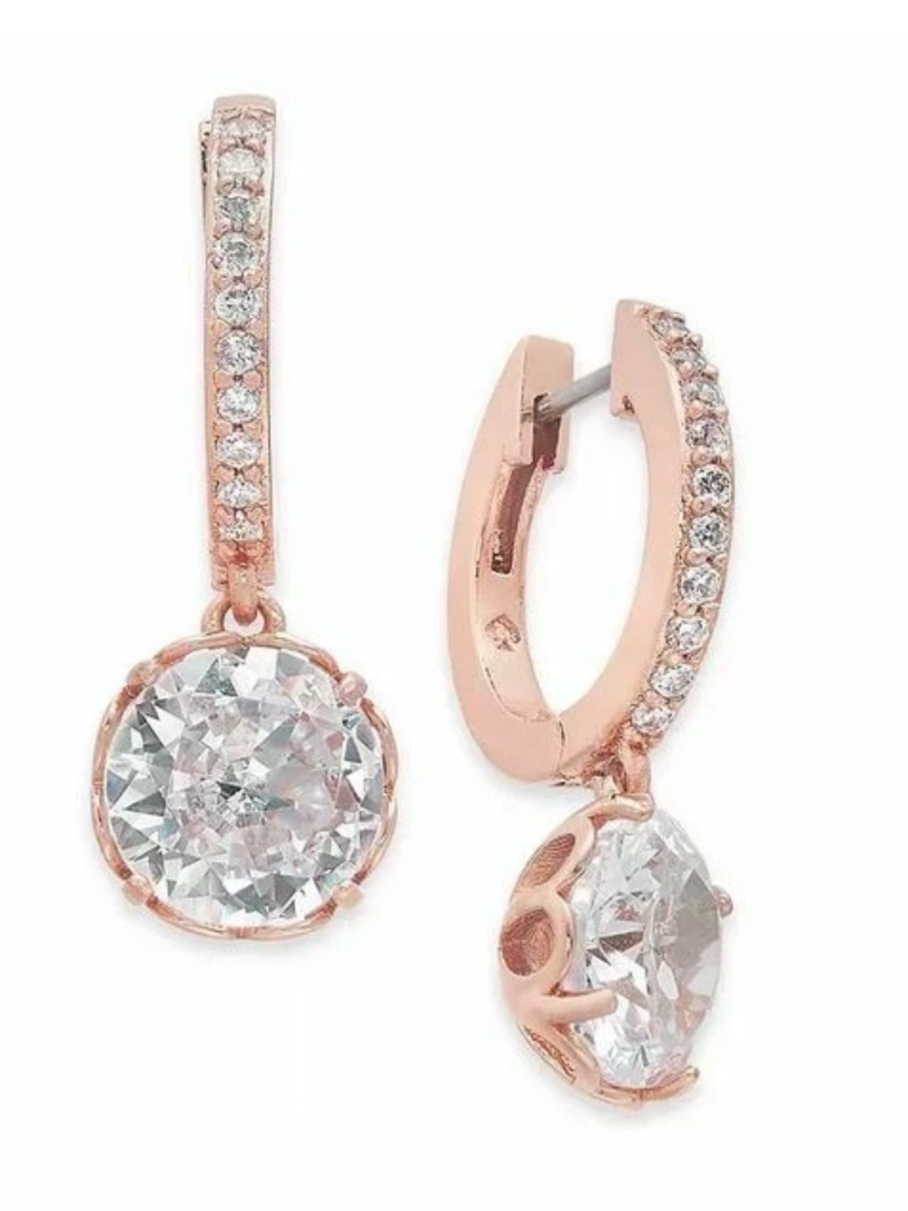 kate spade Rose Gold-Tone Crystal Drop Hoop Earrings